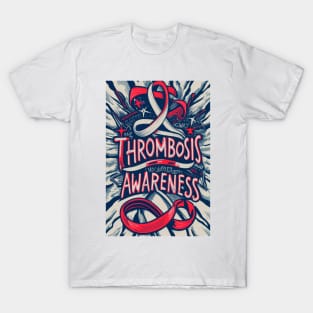 Thrombosis Awareness Ribbon Retro Background T-Shirt